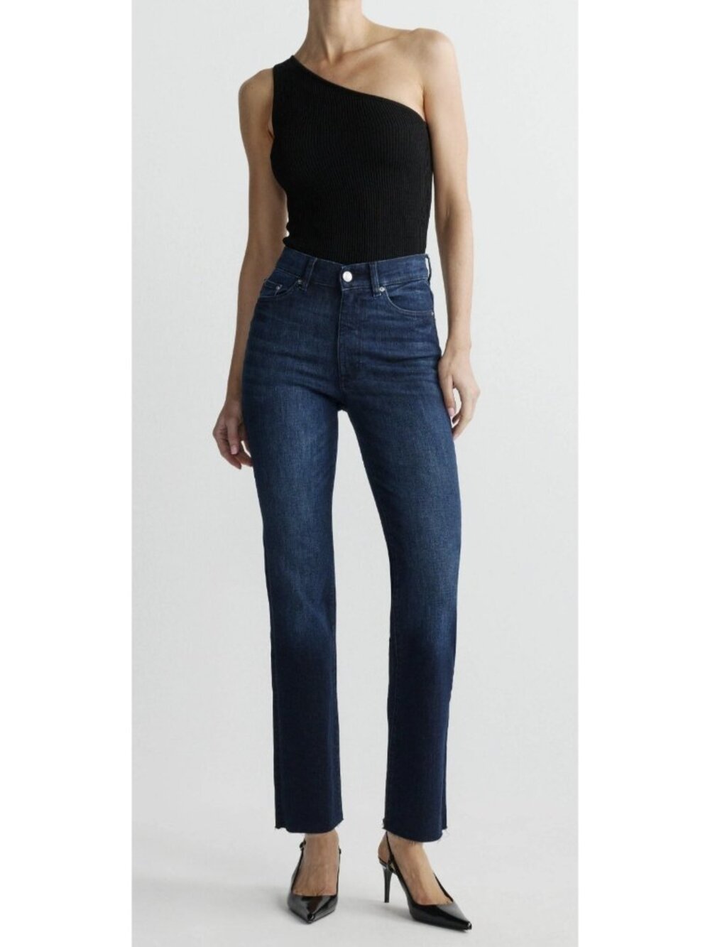 DL1961 Halle Straight Petite Jeans Women's Size 25P Dark Wash Mid Rise